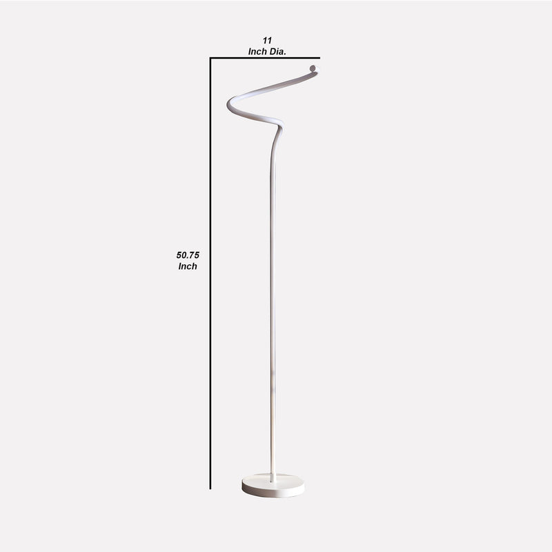 Floor Lamp With Metal Curved Integrated Led Matte White-zoom-