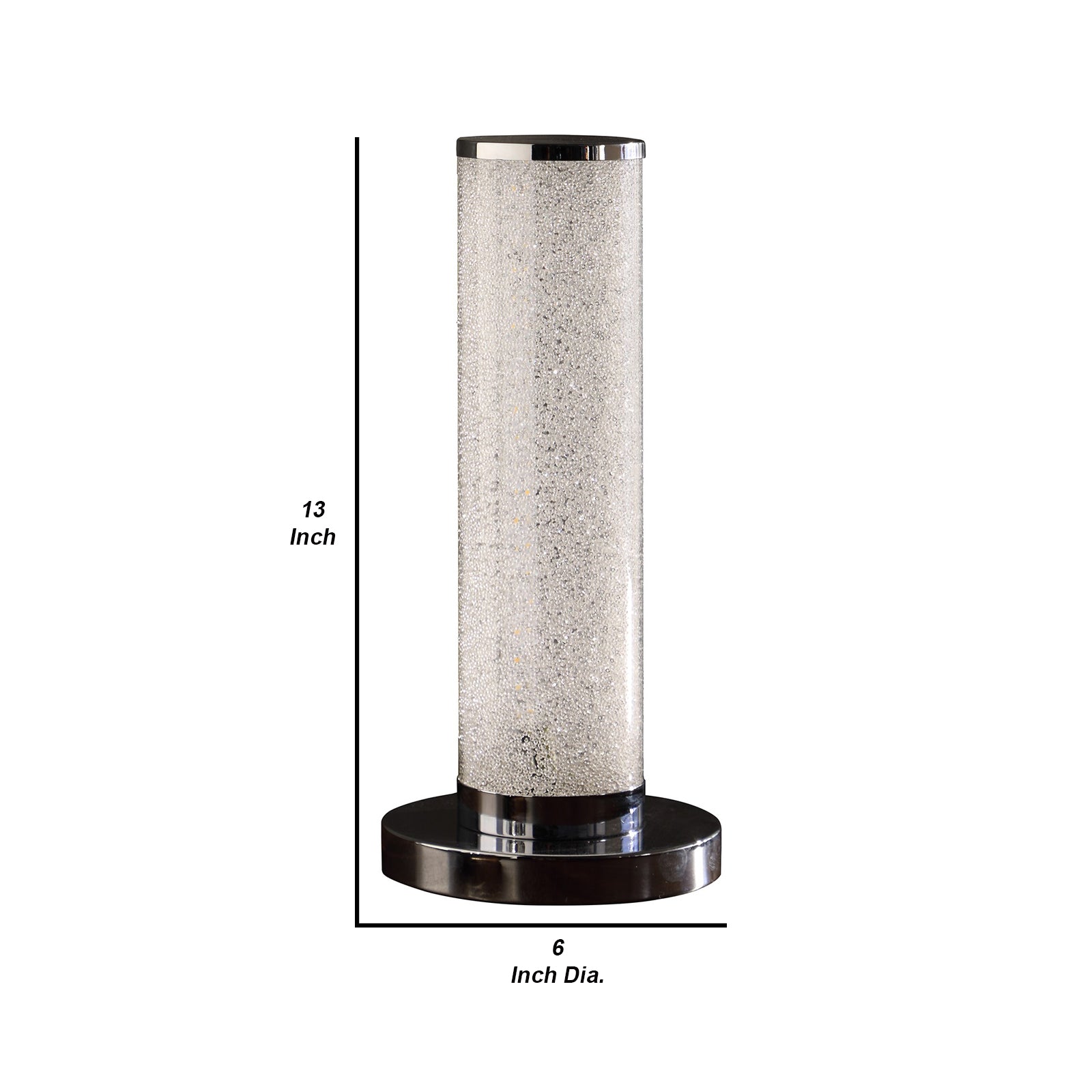 Column Table Lamp with 90 PCS LED and Crystal Sandrocks Silver-zoom-5