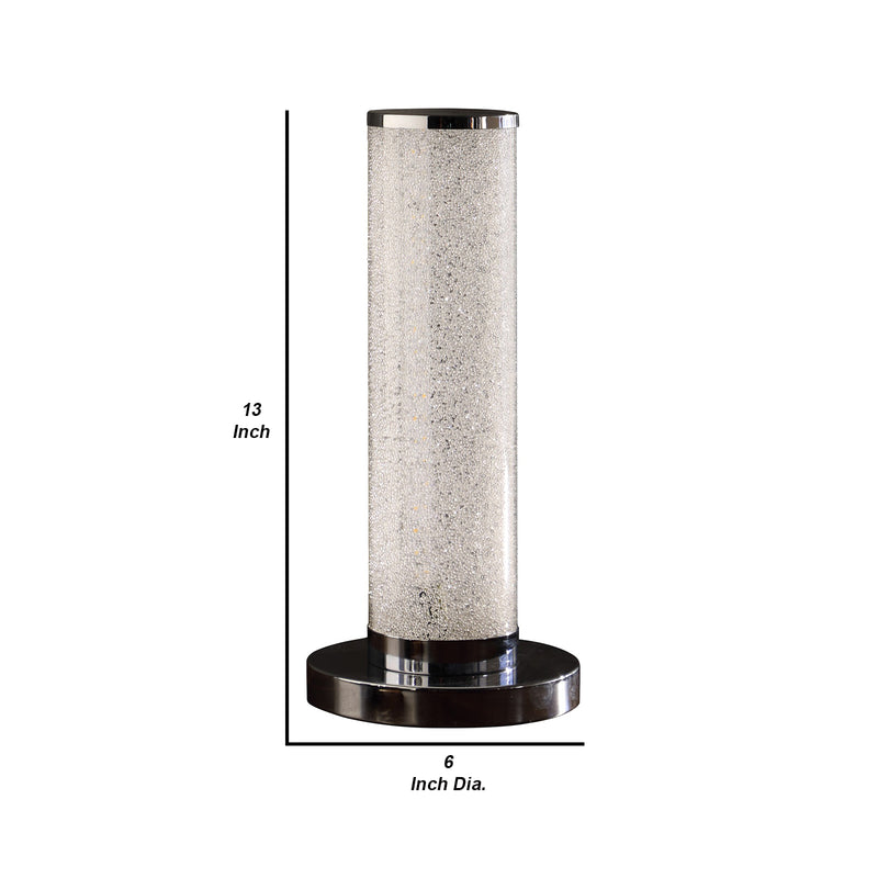 Column Table Lamp with 90 PCS LED and Crystal Sandrocks Silver-zoom-