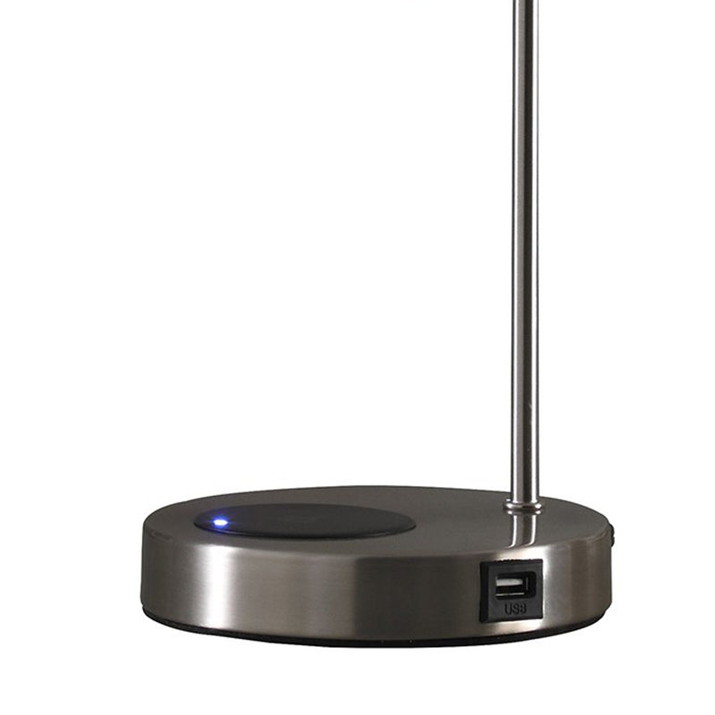 Table Lamp with Wireless Charging and USB Port Silver-zoom-