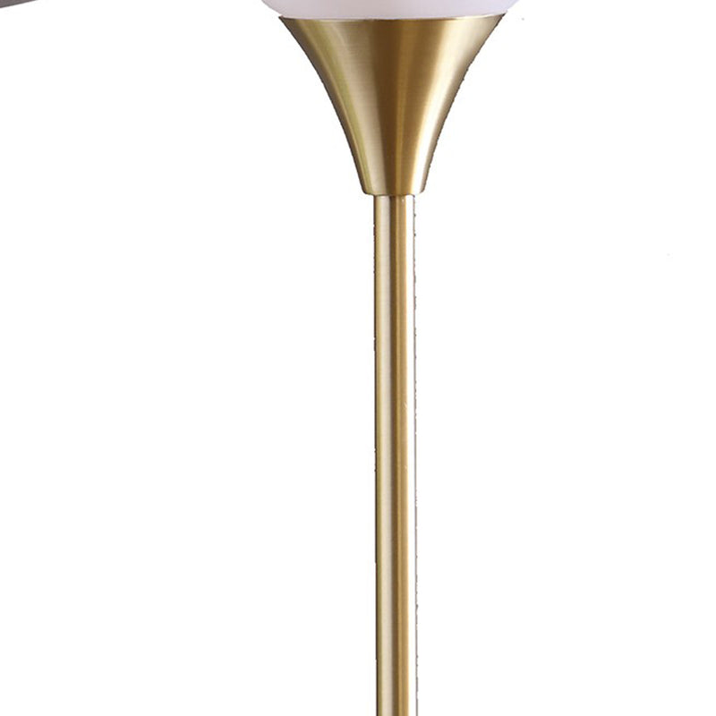 Table Lamp with Metal Base and Glass Globe Shade Gold-zoom-