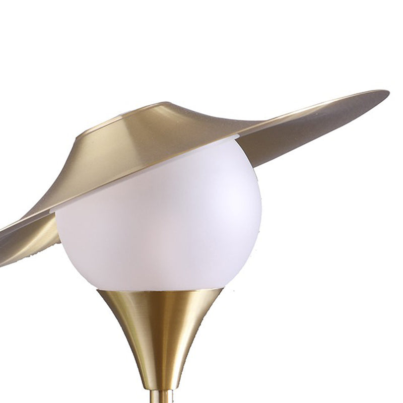 Table Lamp with Metal Base and Glass Globe Shade Gold-zoom-
