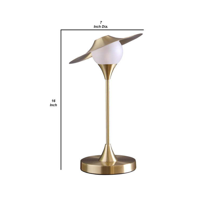 Table Lamp with Metal Base and Glass Globe Shade Gold-zoom-