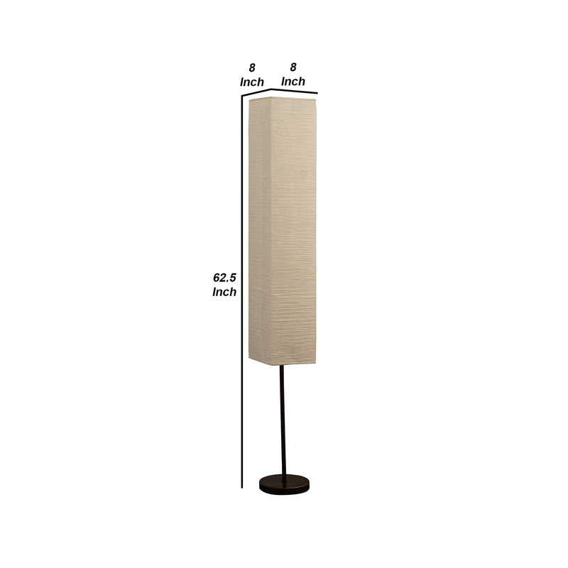 Floor Lamp With Linear Metal Base And Column Shade Black-zoom-