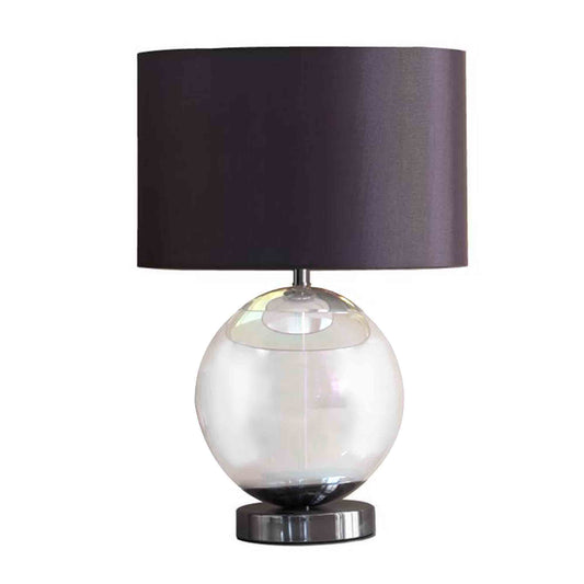 Table Lamp with Glass Orb and Metal Base Silver