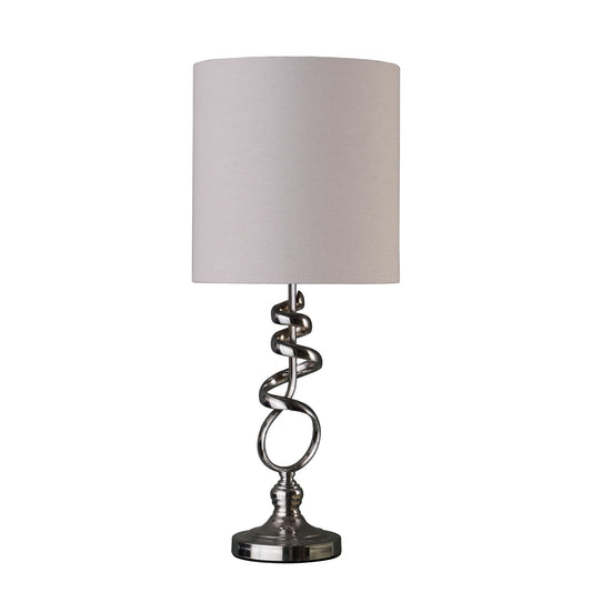 Table Lamp with Curved Abstract Metal Base Silver