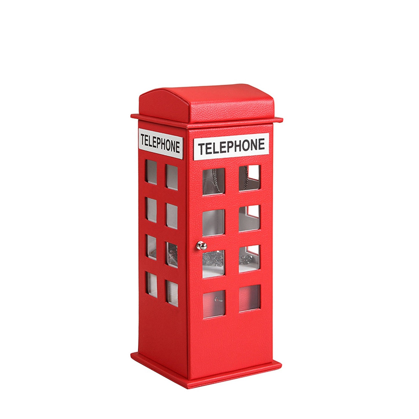 Telephone Booth Jewelry Box with 2 Drawers Red