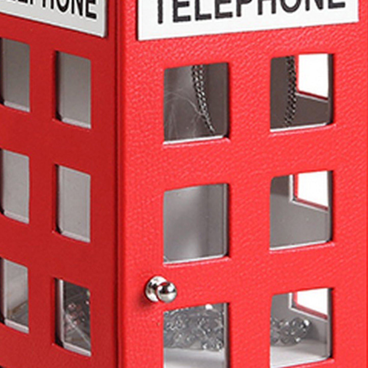 Telephone Booth Jewelry Box with 2 Drawers Red