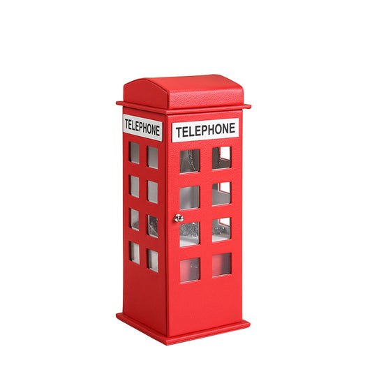 Telephone Booth Jewelry Box with 2 Drawers Red