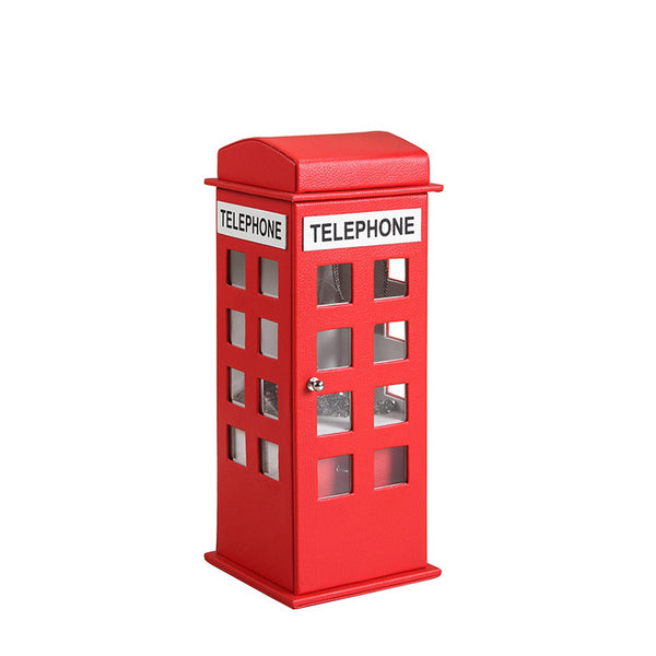 Telephone Booth Jewelry Box with 2 Drawers Red