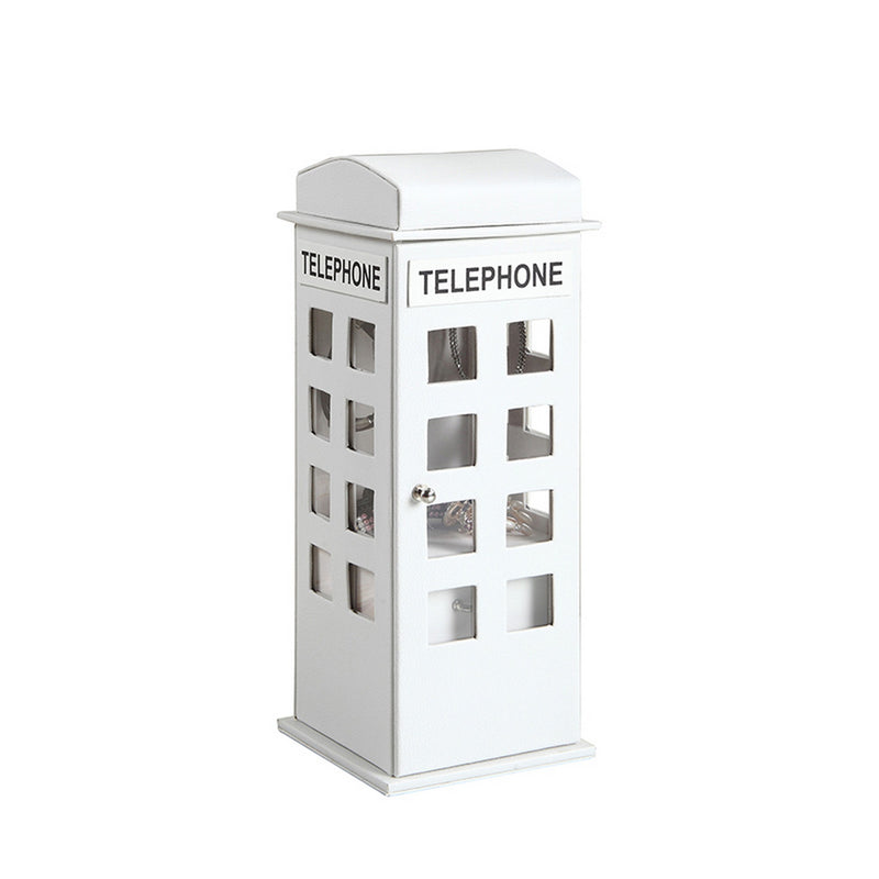 Telephone Booth Jewelry Box with 2 Drawers White-zoom-