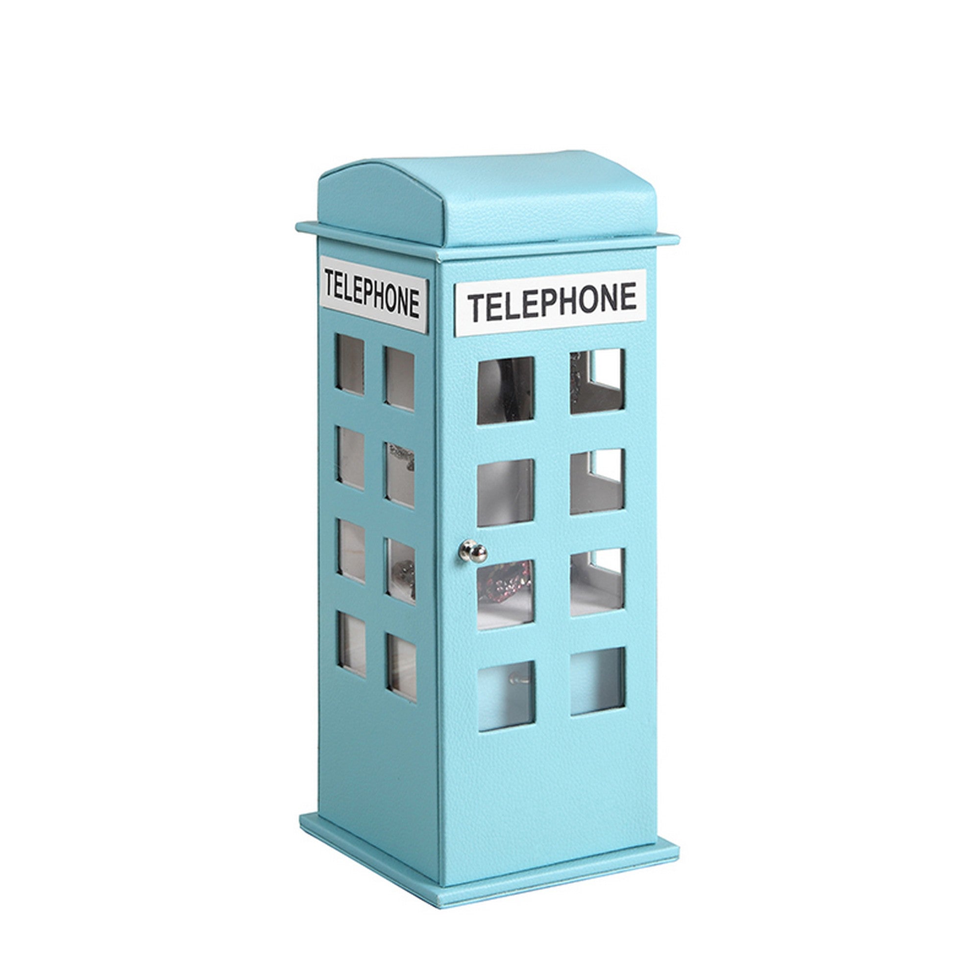 Telephone Booth Jewelry Box with 2 Drawers Light Blue-zoom-1