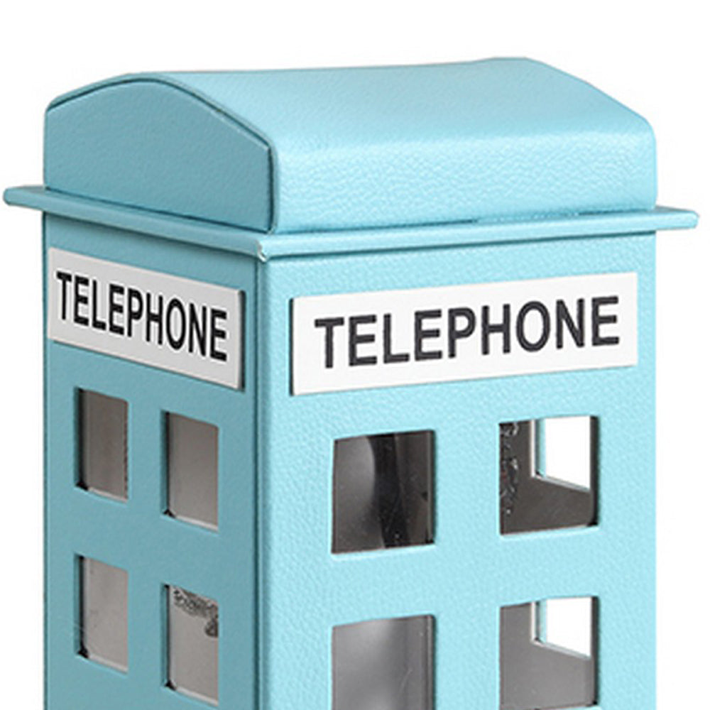 Telephone Booth Jewelry Box with 2 Drawers Light Blue