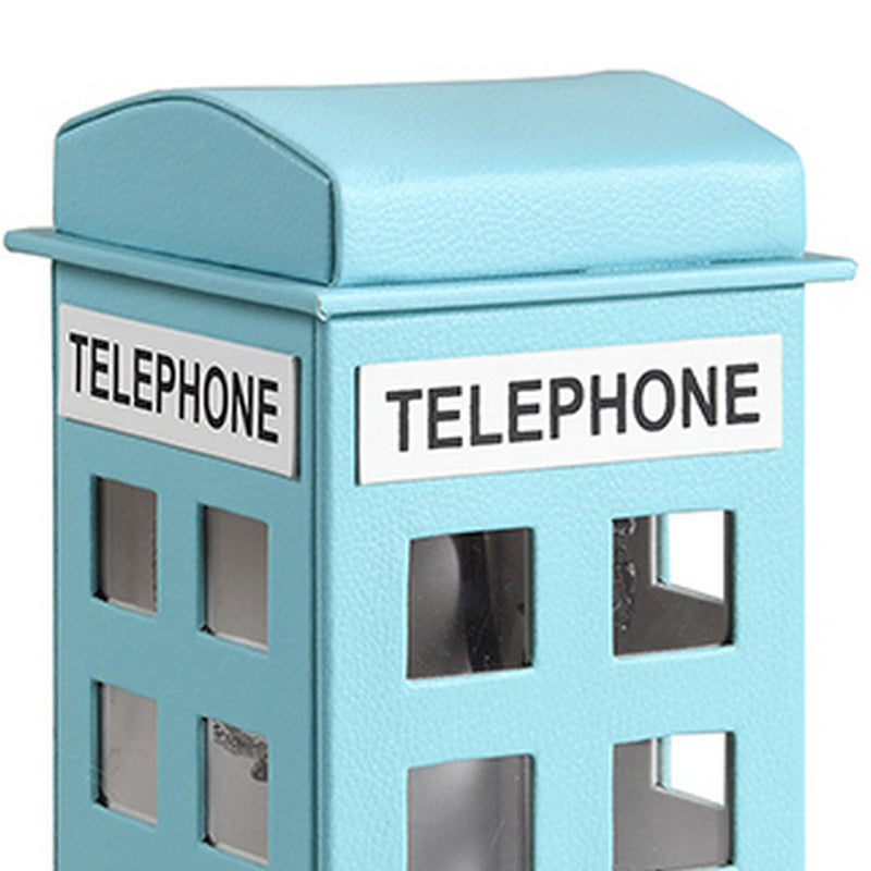 Telephone Booth Jewelry Box with 2 Drawers Light Blue-zoom-