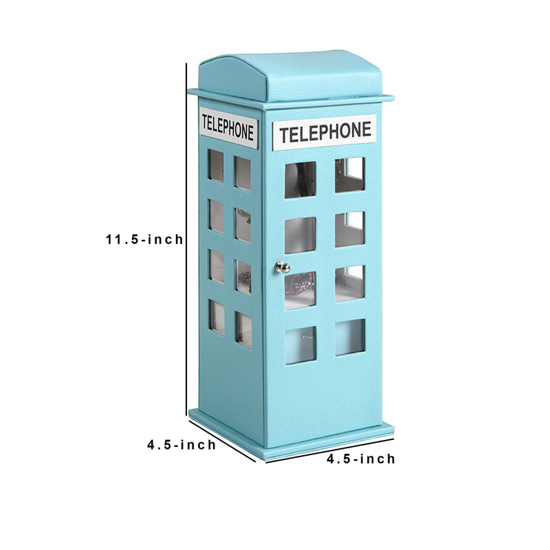 Telephone Booth Jewelry Box with 2 Drawers Light Blue-zoom-