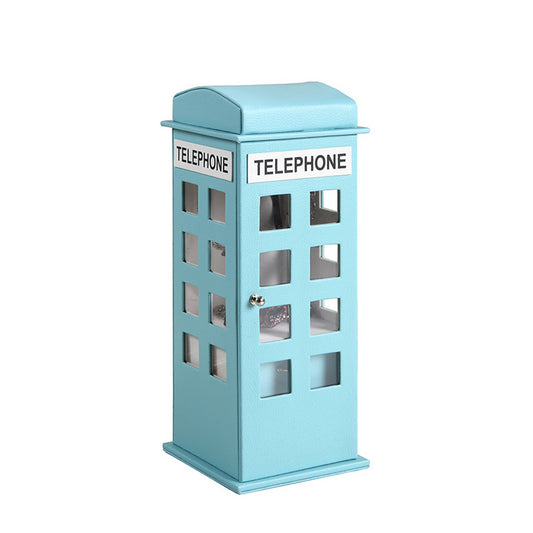 Telephone Booth Jewelry Box with 2 Drawers Light Blue