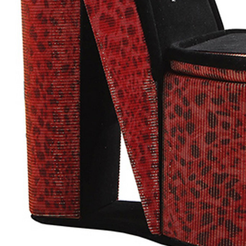 High Heel Leopard Shoe Jewelry Box With 3 Hooks Red-zoom-