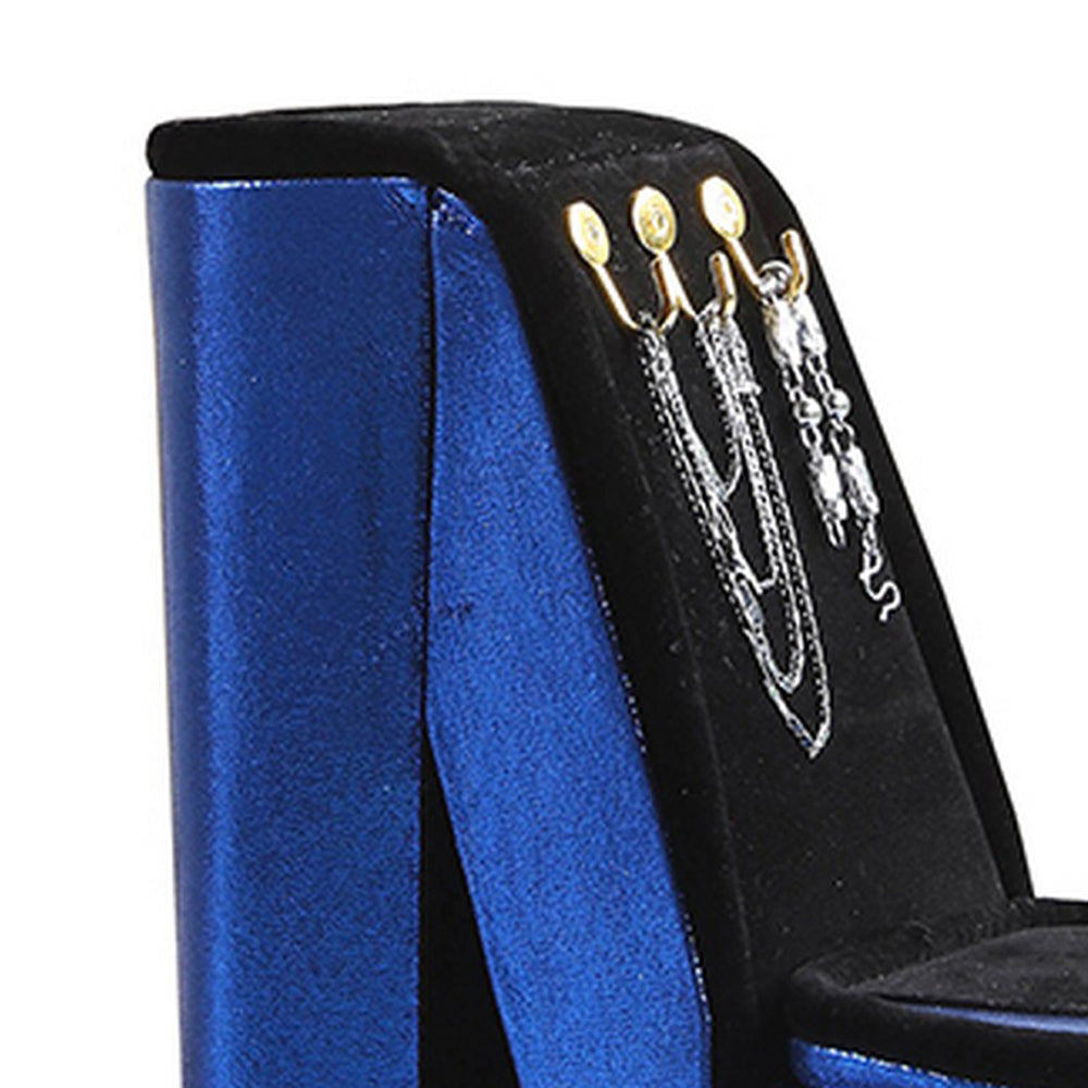 High Heel Shoe Jewelry Box With 3 Hooks And Storage Blue-zoom-2