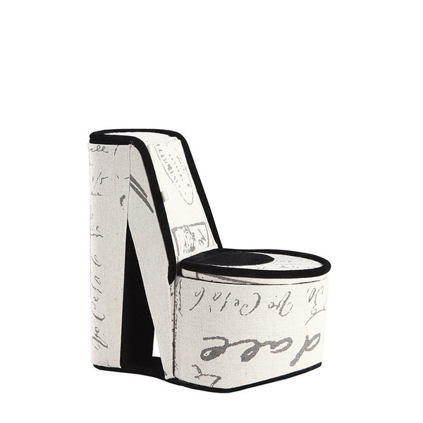 High Heel Script Shoe Jewelry Box With 2 Hooks Beige And Black