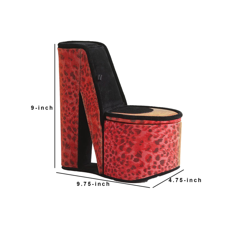 High Heel Leopard Shoe Jewelry Box With 2 Hooks Red-zoom-