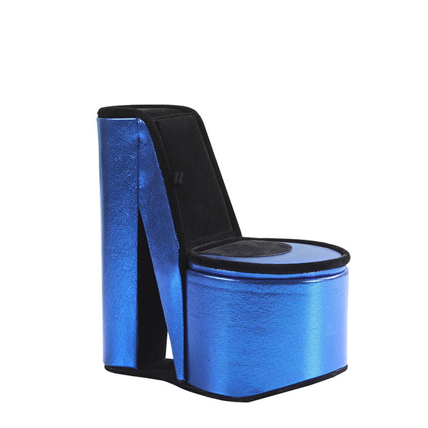 High Heel Shoe Jewelry Box With 2 Hooks And Storage Blue