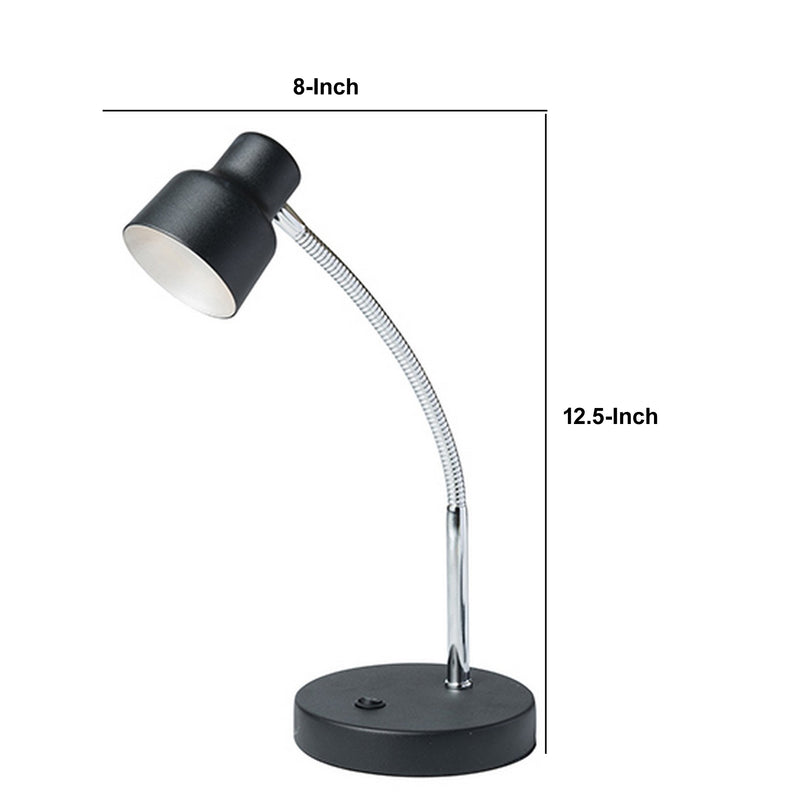 Table Lamp with Adjustable Goose Neck and Shade Black-zoom-