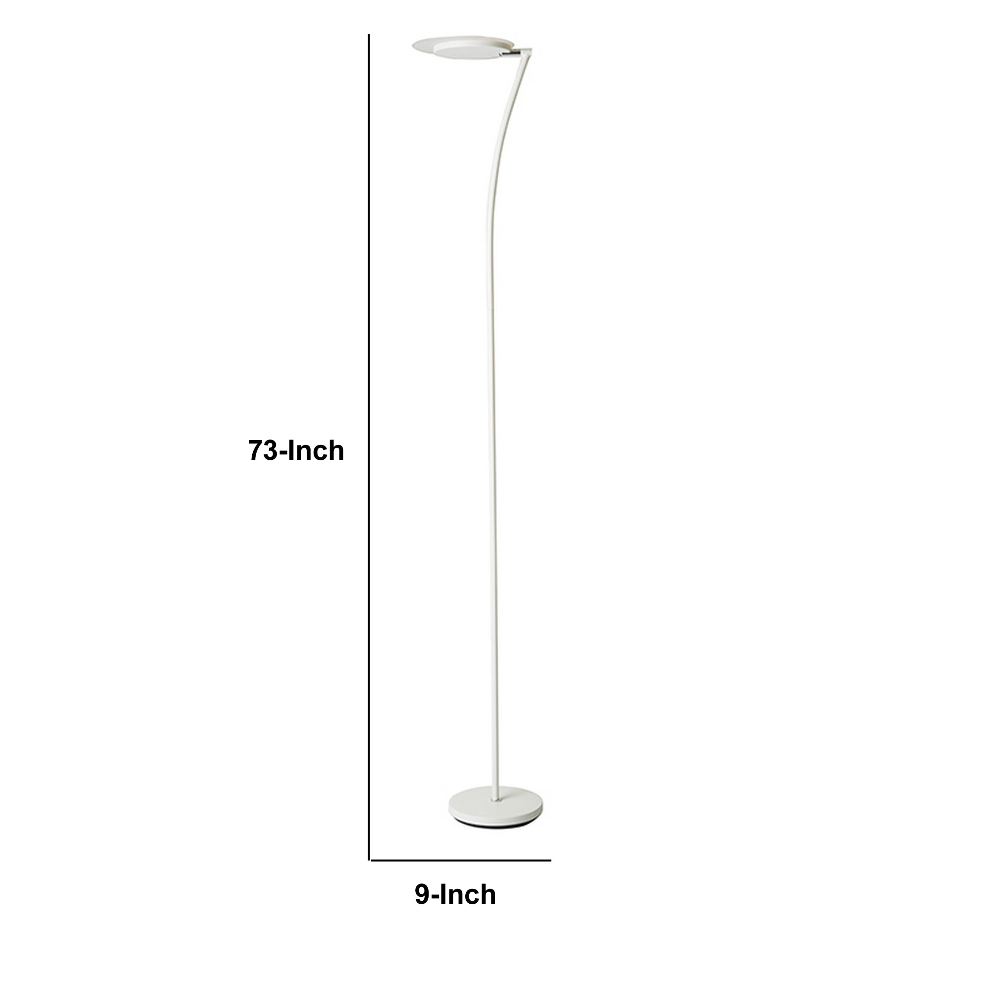 Torchiere Floor Lamp With Adjustable Plate Shade And Sleek Body White-zoom-5