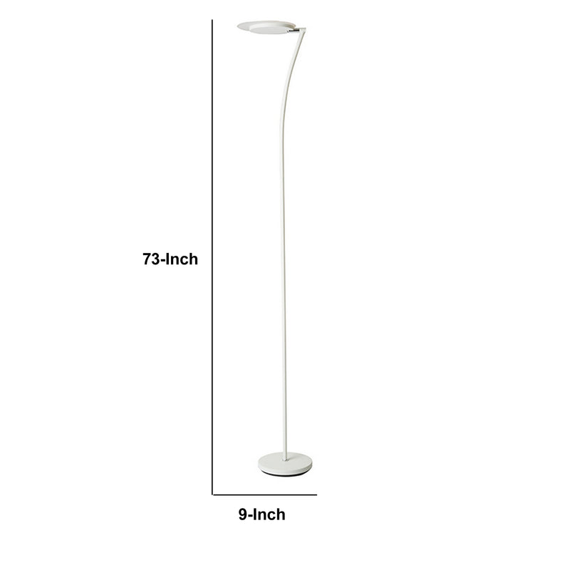 Torchiere Floor Lamp With Adjustable Plate Shade And Sleek Body White-zoom-