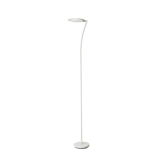Torchiere Floor Lamp With Adjustable Plate Shade And Sleek Body White