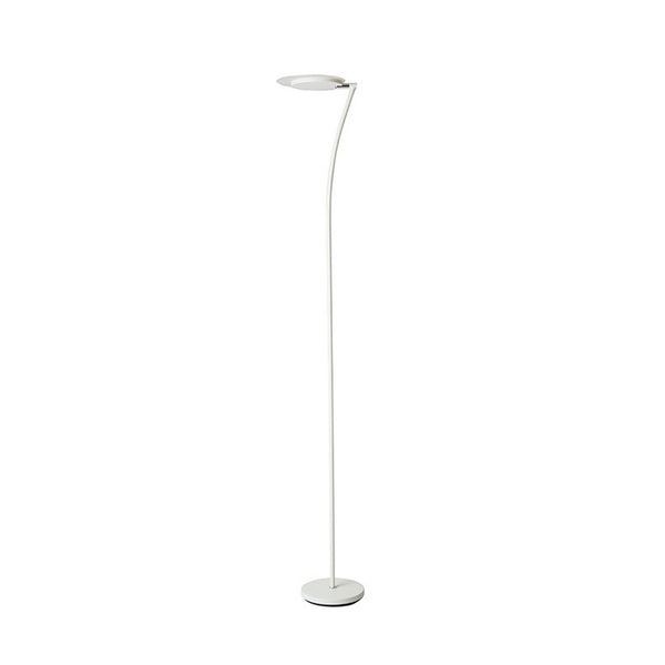 Torchiere Floor Lamp With Adjustable Plate Shade And Sleek Body White