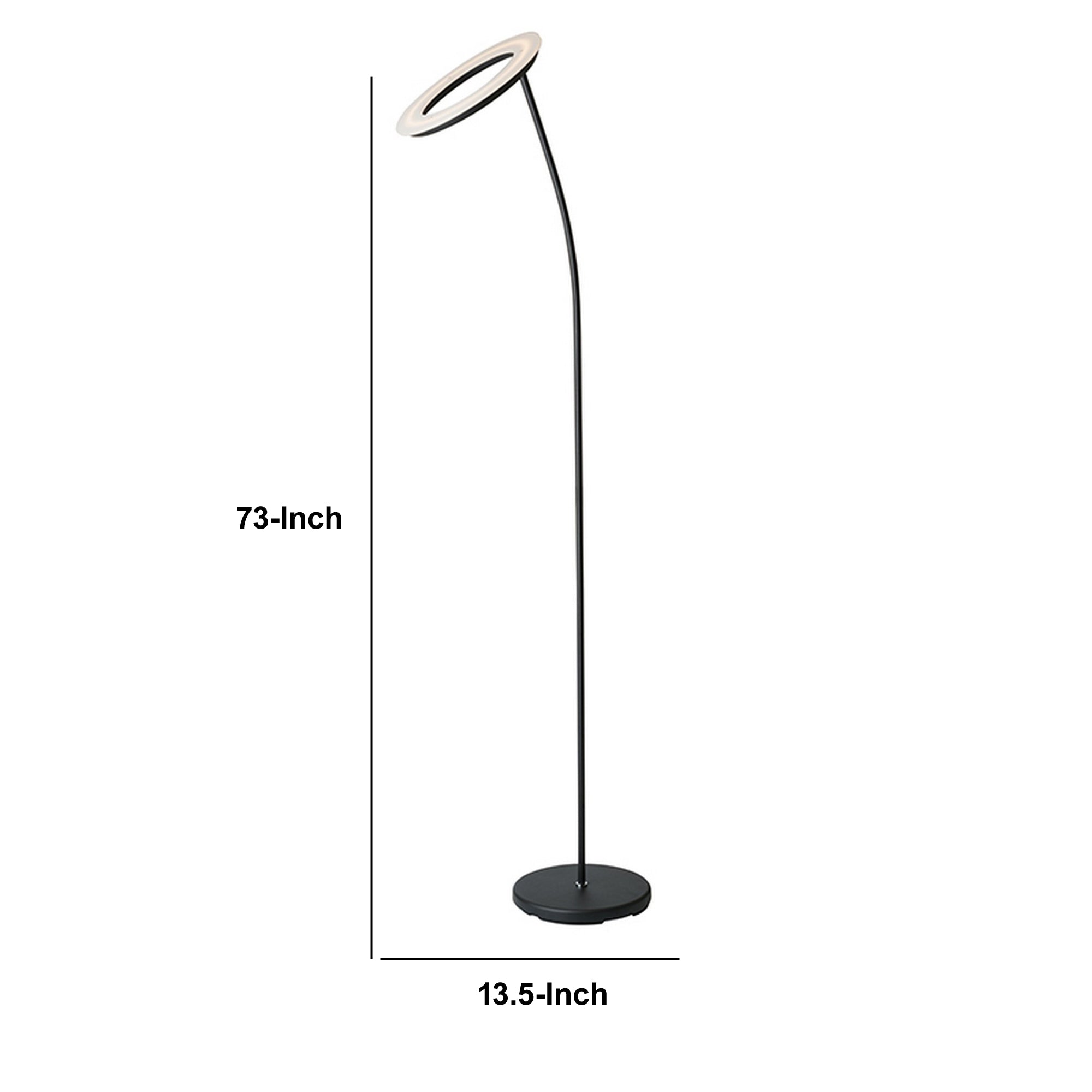 Torchiere Floor Lamp With Adjustable Disk Shade And Sleek Body Black-zoom-5