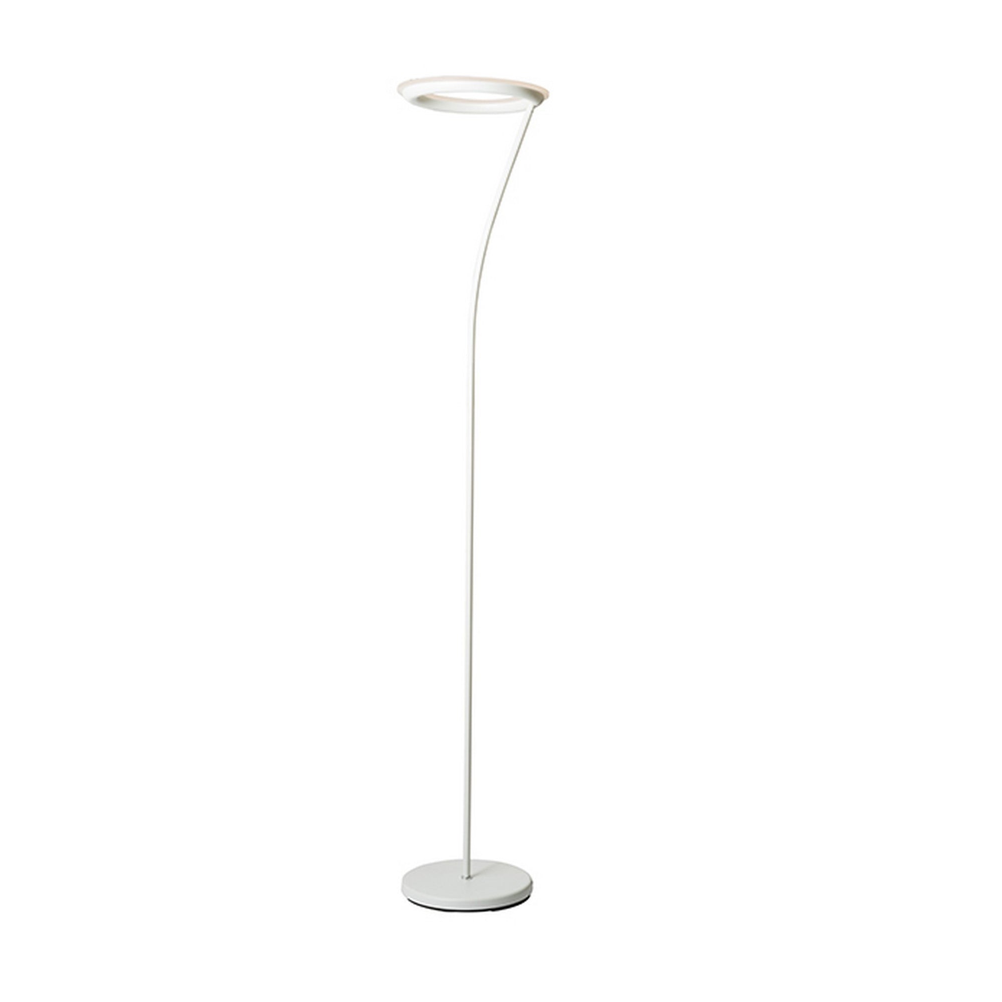 Torchiere Floor Lamp With Adjustable Disk Shade And Sleek Body White-zoom-1