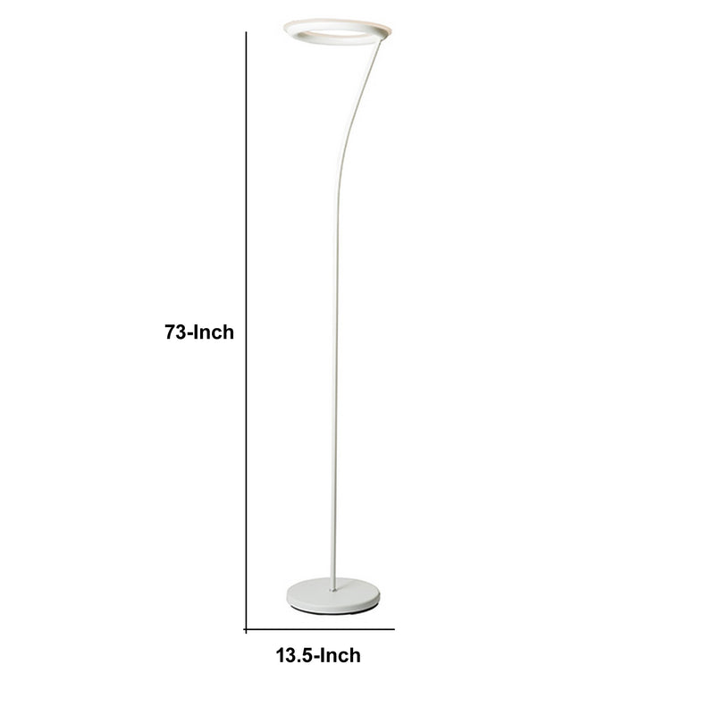 Torchiere Floor Lamp With Adjustable Disk Shade And Sleek Body White-zoom-