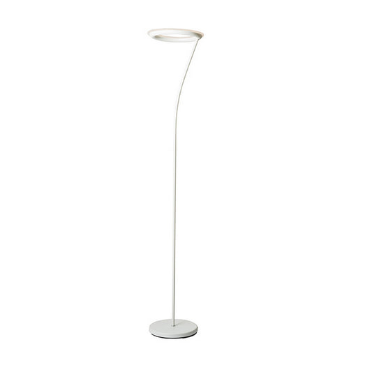 Torchiere Floor Lamp With Adjustable Disk Shade And Sleek Body White