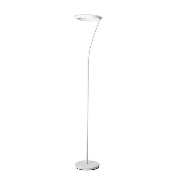 Torchiere Floor Lamp With Adjustable Disk Shade And Sleek Body White