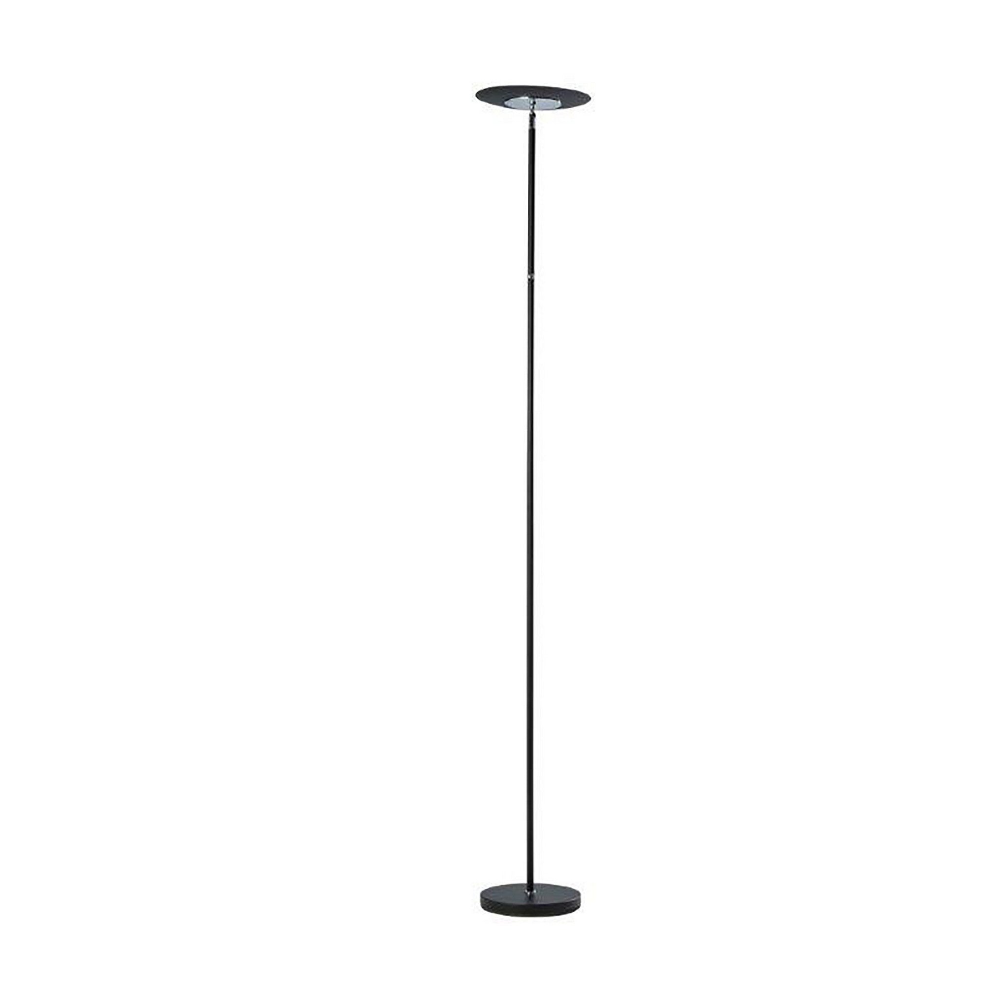 Floor Lamp With Adjustable Torchiere Head And Sleek Metal Body Black-zoom-1