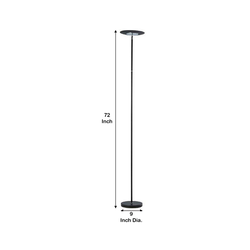 Floor Lamp With Adjustable Torchiere Head And Sleek Metal Body Black-zoom-