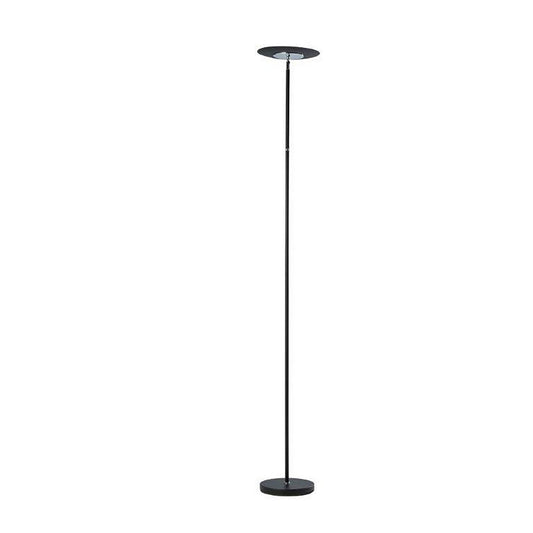 Floor Lamp With Adjustable Torchiere Head And Sleek Metal Body Black