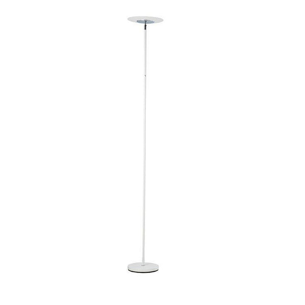 Floor Lamp With Adjustable Torchiere Head And Sleek Metal Body White