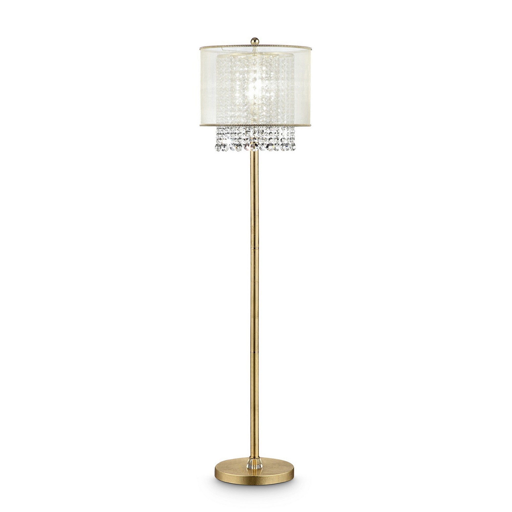 Floor Lamp With Hanging Crystal Accents White And Gold-zoom-1