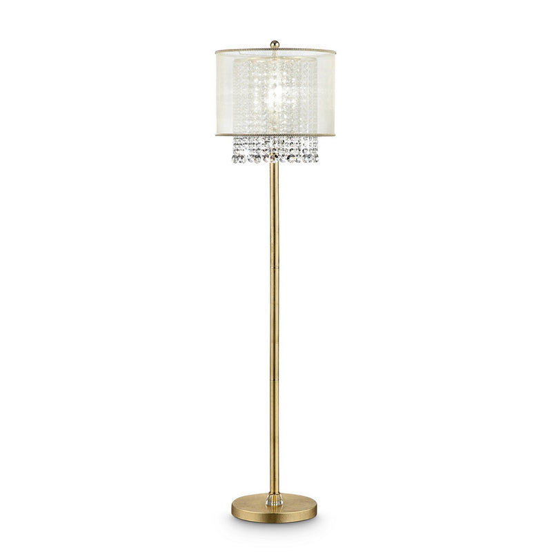 Floor Lamp With Hanging Crystal Accents White And Gold-zoom-