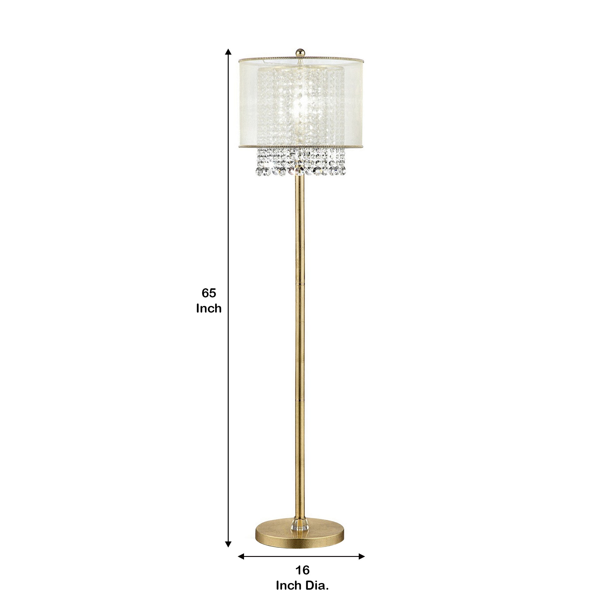 Floor Lamp With Hanging Crystal Accents White And Gold-zoom-5