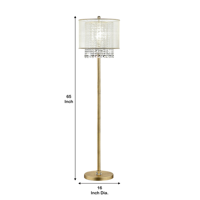 Floor Lamp With Hanging Crystal Accents White And Gold-zoom-
