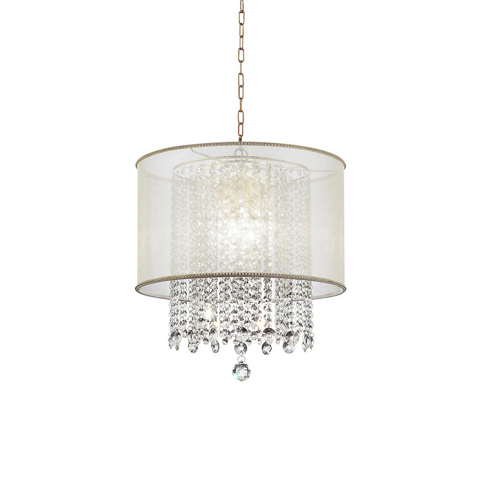 Ceiling Lamp with Hanging Crystal Accents White and Clear-zoom-1