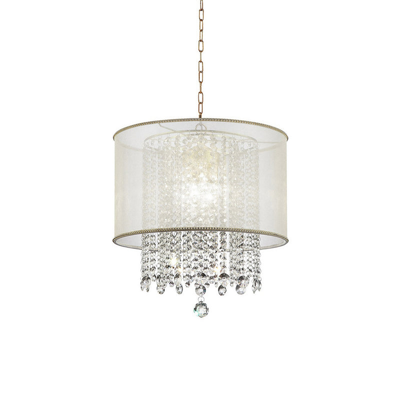 Ceiling Lamp with Hanging Crystal Accents White and Clear-zoom-