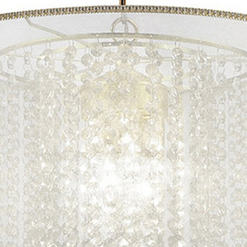 Ceiling Lamp with Hanging Crystal Accents White and Clear-zoom-