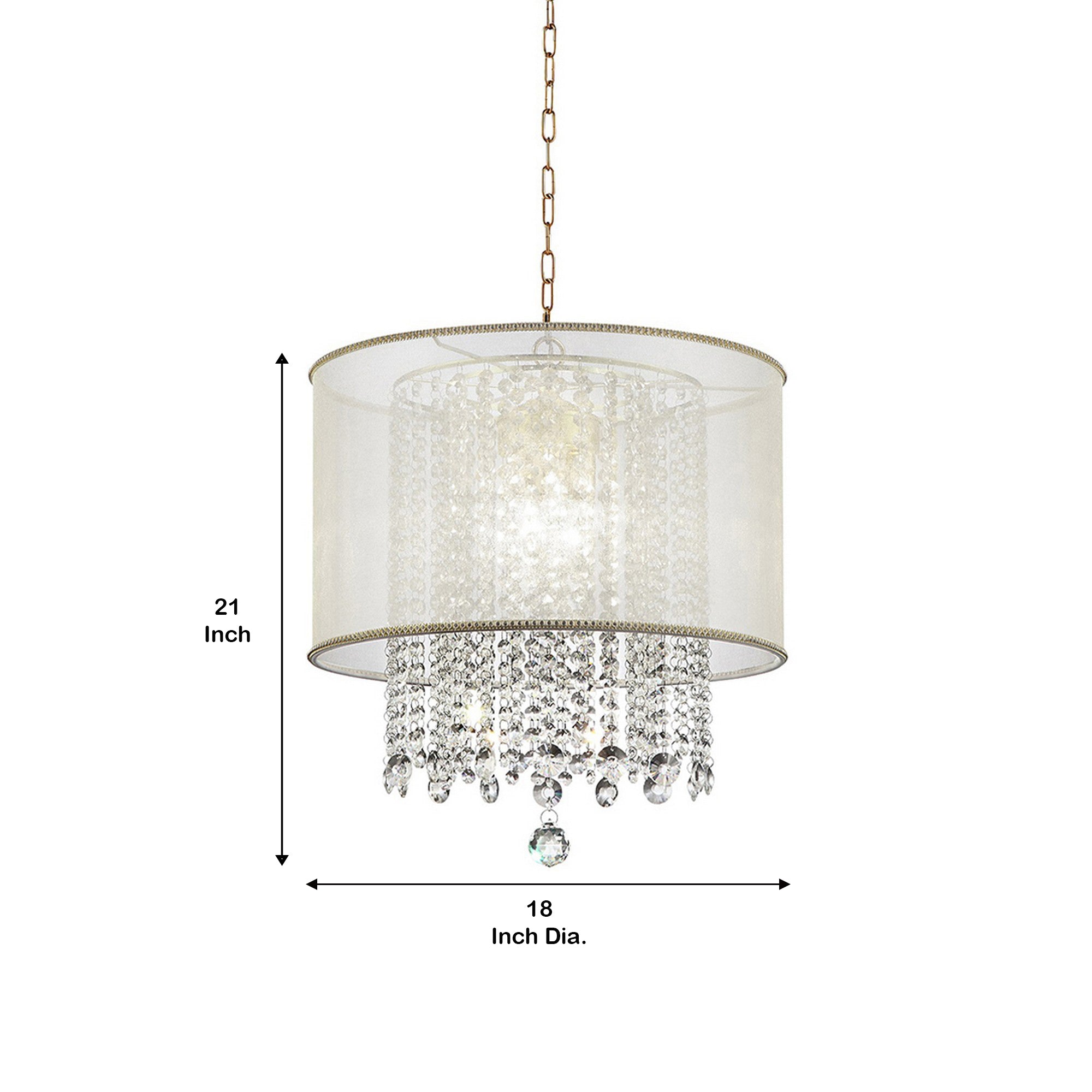 Ceiling Lamp with Hanging Crystal Accents White and Clear-zoom-5