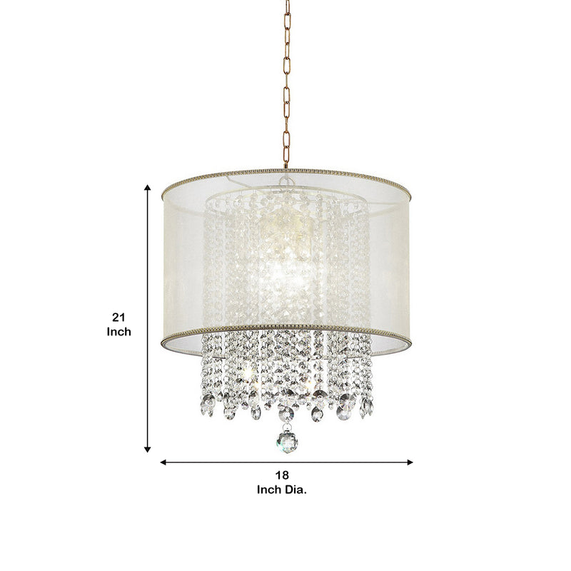 Ceiling Lamp with Hanging Crystal Accents White and Clear-zoom-