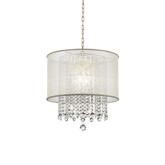Ceiling Lamp with Hanging Crystal Accents White and Clear