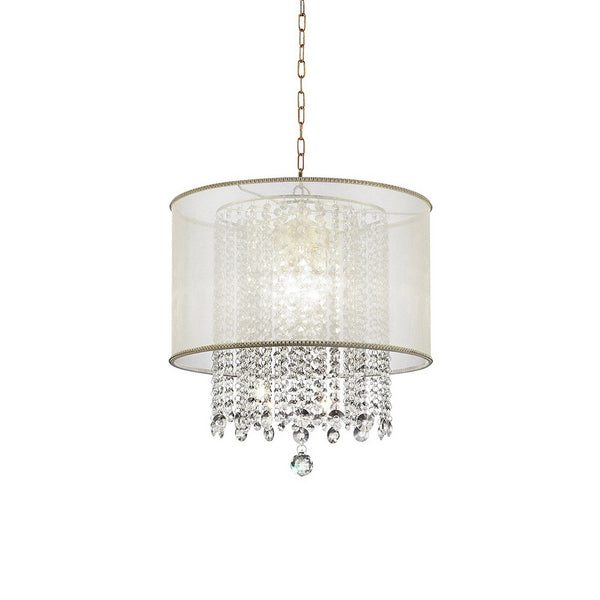 Ceiling Lamp with Hanging Crystal Accents White and Clear
